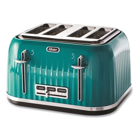 Oster Toaster with Textured Design with Chrome Accents, 4-Slice, 12 x 13 x 8, Teal 2090575